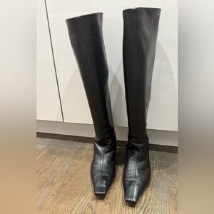Khaite Black Leather Davis Boots, Size 38.5 (8.5 US)- Great condition!